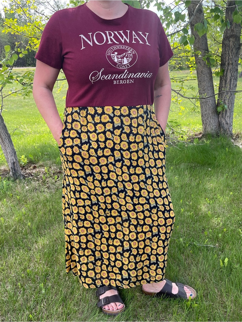 Sunflower T Shirt dress with pockets!